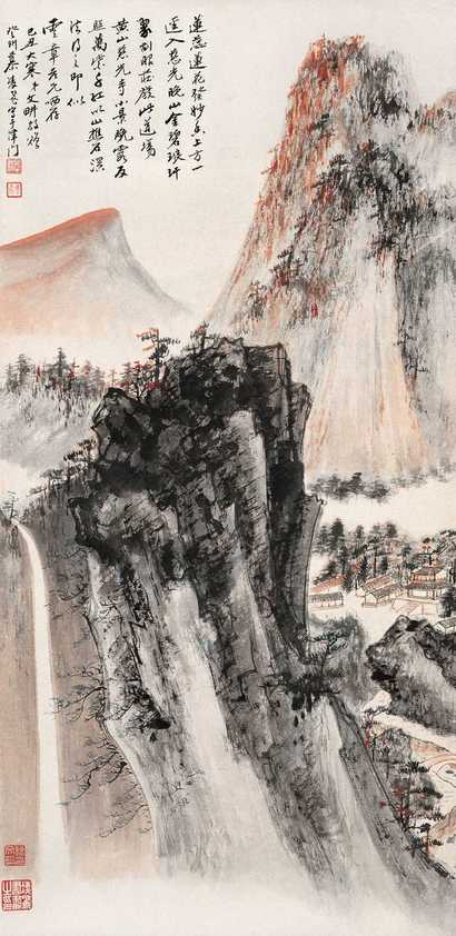 慕凌飞 乙丑（1949年）作 黄山慈光寺小景 立轴